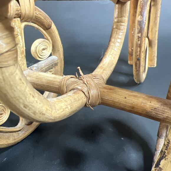 VTG Wicker Bamboo Tricycle Bike Planter Pot Holder 10” Tall Handcrafted - Picture 10 of 15